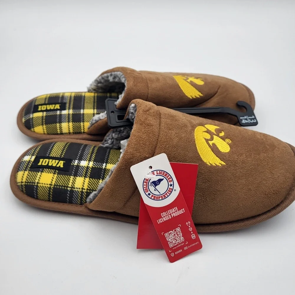 Iowa Hawkeyes Flannel Lined Suede Scuff Slippers‎ FOCO Mens XL 13-14